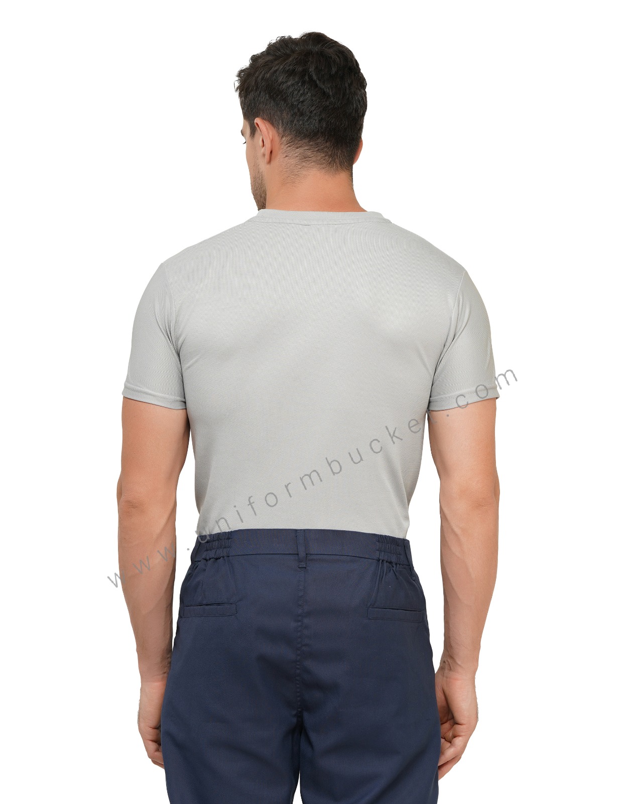 LIGHT GREY ROUND NECK POLO T-SHIRT thumbnail 5